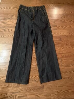Sandro Men’s SS26 Wide-Leg Indigo Jeans — Size 28